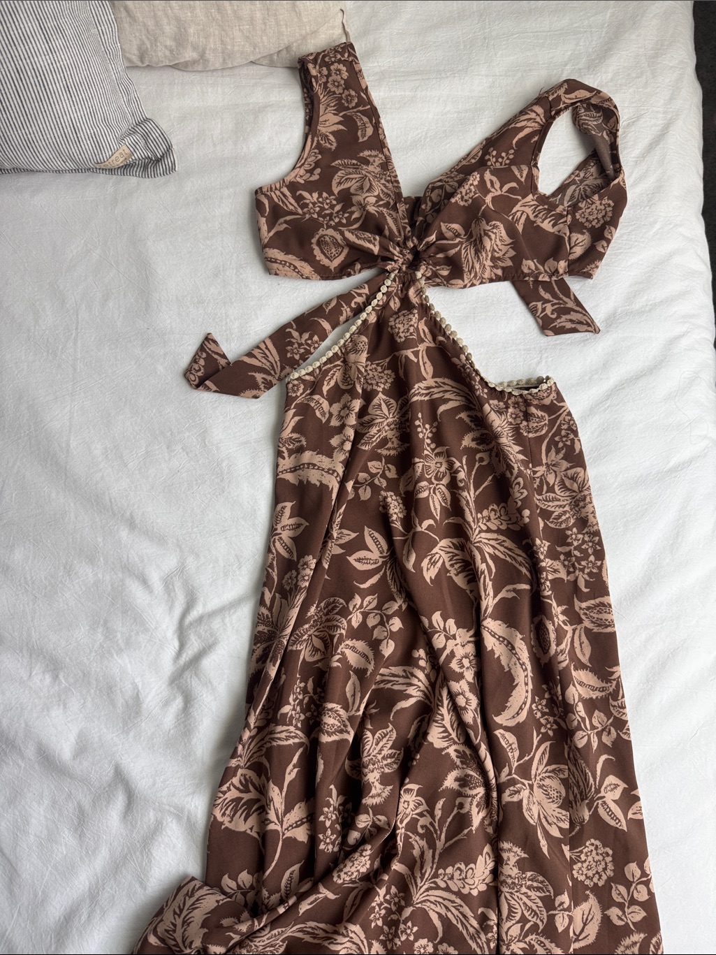 Brown Floral Cutout Maxi Dress - Women
